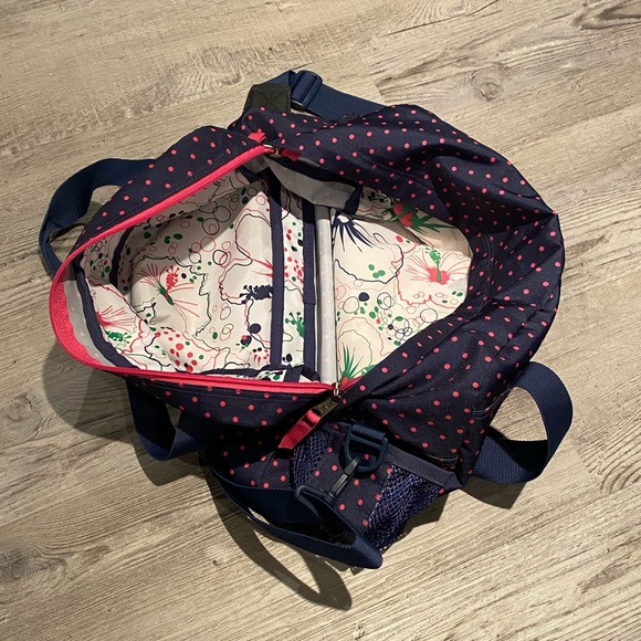 JanSport Overnight Duffle Bag Navy Blue Pink Polka Dot - Picture 4 of 4